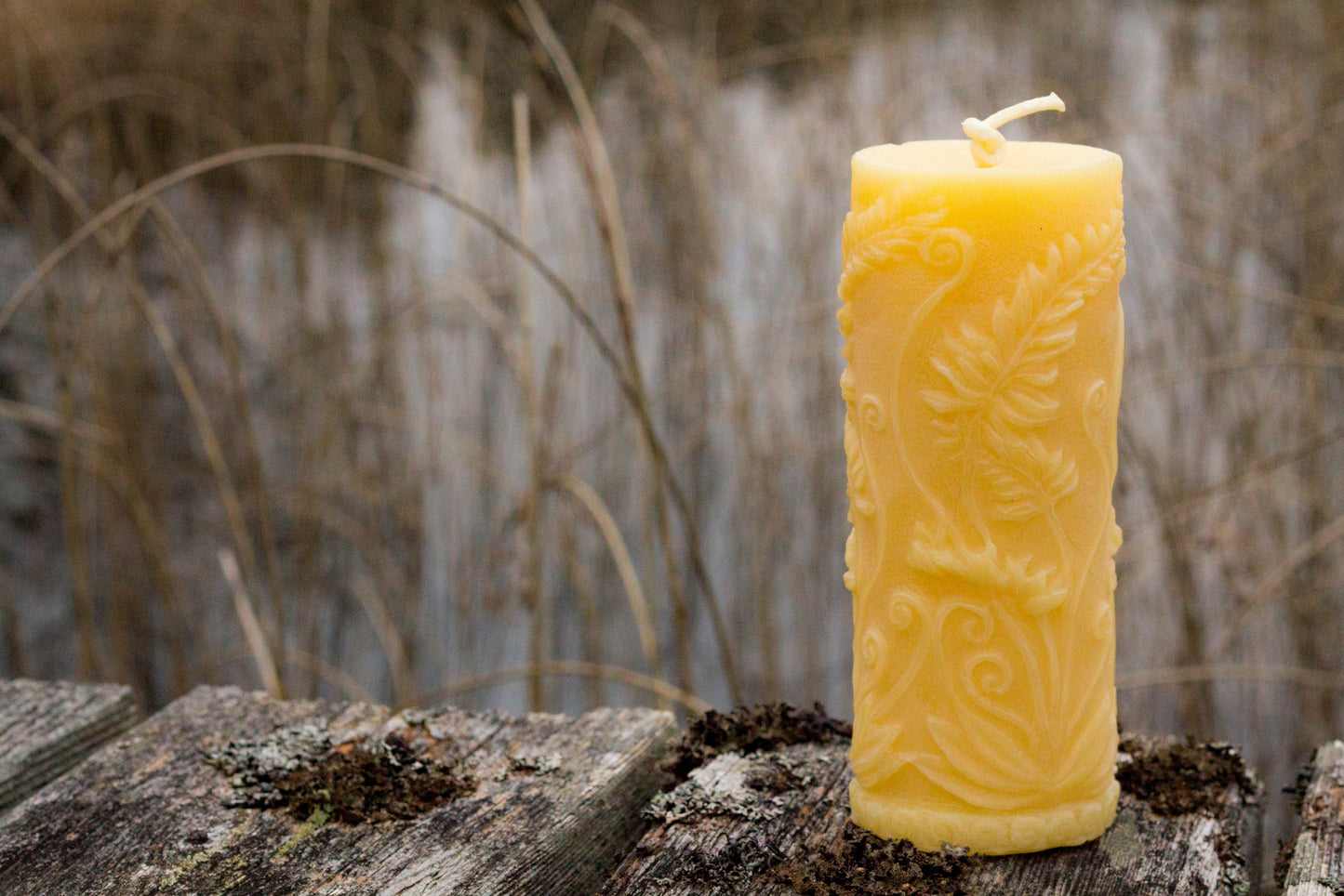 Rustic Fern Pillar Candle